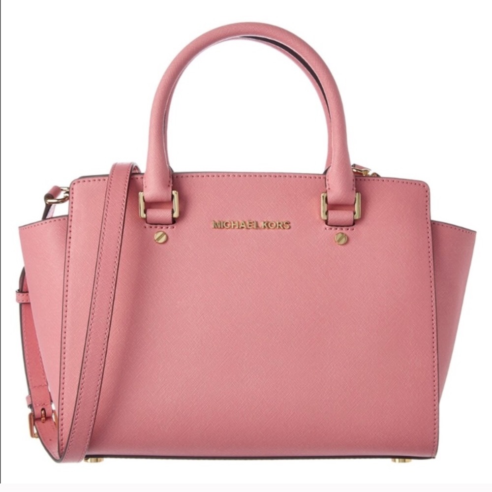 Pink Michael Kors Saffiano Selma Medium Handbag